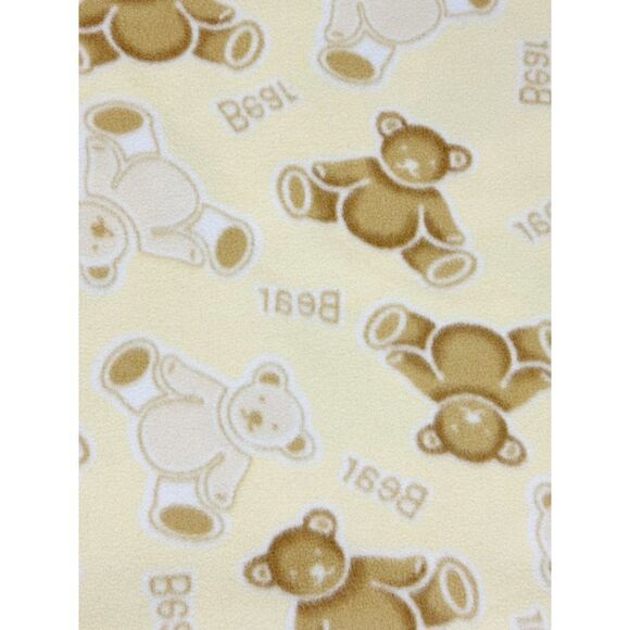 Vintage Bears Yellow Satin Trim Baby Blanket 47x 51 - Picture 3 of 5
